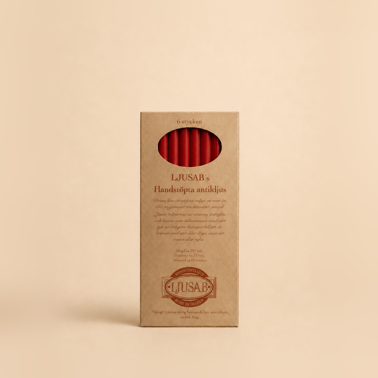 Antikljus 30 cm – 6-pack, röd